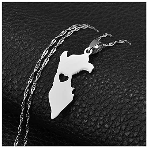 LIUZIXI Peru Karte Anhänger Halsketten - Ethnische Freundschaft Dünne Kette Halsketten Peruanische Landkarten Herz Anhänger - Für Frauen Männer Patriotische Nationale Schmuck Geschenke,Silber
