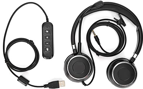 Entatial Callcenter-Headset-Adapter, Premium-Material USB-Stecker QD-Kabeladapter für 3,5-mm-Headset-Geräte(Schwarz)