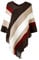 Ferand Joli Poncho Femme à Rayures Châle Doux Chaud à Franges pour l' Automne Hiver - Taille Unique - Marron & Beige