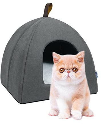 Vinnykud Katzenbett für Indoor-Katzen Katzenhöhle Katzenbett mit Waschbares Bequemem Kissenkissen GemüTlich Katzenkorb Zwei in Eins Katzenhaus