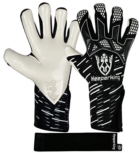 Keeperking Torwarthandschuhe Herren GladiatorKing Hybrid Professional mit Profi Extreme Grip 4 mm (11, Schwarz-Weiß)