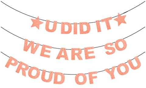 bng-bng Banner mit Aufschrift We Are So Proud Of You, glitzernd, für Abschlussfeier, Glückwunsch, Dekoration, U DID IT, Wimpelkette, Girlande für Abschlussfeier, Ruhestand, Party, Dekoration,