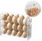 HGUIM 3 Layer Clear Egg Storage Container Flipped Tray 30 Grid Egg Holder Plastic Egg Storage Box Refrigerator Storage Container Space Saver Fridge Organizer, White, 26x10x20cm/10x4x8inch