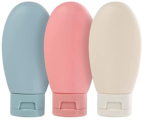 ZHIHUITL Allenamento Set di 3 Bottiglie da Viaggio, da riempire, flaconi in plastica, 60ml Contenitori Riutilizzabili Comprimibili, per Shampoo, Balsamo, Crema
