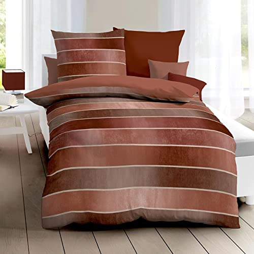 Kaeppel Mako-Satin Bettwäsche Timeless Terra, 1 Bettbezug 155 x 220 cm + 1 Kissenbezug 80 x 80 cm