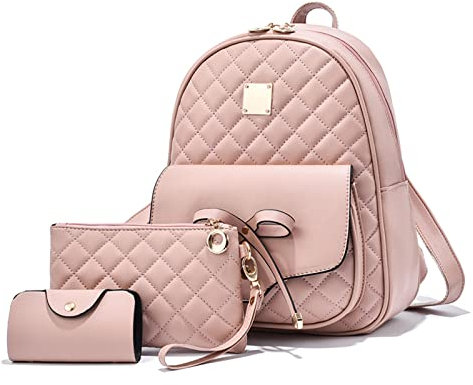 NICOLE & DORIS Zaino in Pelle Donna con Portafoglio - Mini Zainetti Piccoli Carino Daypack da Giorno 3 Pezzi