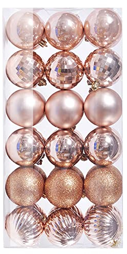 36 palline di Natale ornamenti per albero di Natale infrangibili decorazioni per albero di Natale palla da appendere per feste, matrimoni, decorazioni decorative in vetro con (oro rosa, taglia unica)