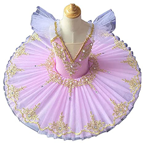 WNRLL Ballett-Tutu-Ballettkleid für Mädchen, professioneller Ballett-Leotard mit besticktem Oberteil, 02., 120 cm