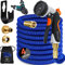 KESSER® Premium Flexibler Gartenschlauch | ausgedehnt |+ Wandhalterung | Wasserschlauch flexibel mit 3-Fach Latexkern | dehnbarer flexiSchlauch | Verschraubungen aus hochwertigem Messing