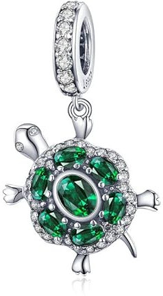 Charm Tartaruga Portafortuna Testuggine Guscio verde ciondolo pendente in argento 925 - Les Folies per Pandora