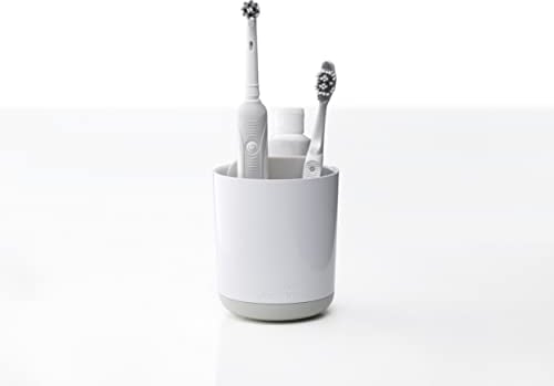 Joseph Joseph Duo Detachable Toothbrush Holder, Compatile with Manual and Electric Toothbrushes, Bathroom Organiser, White, Small