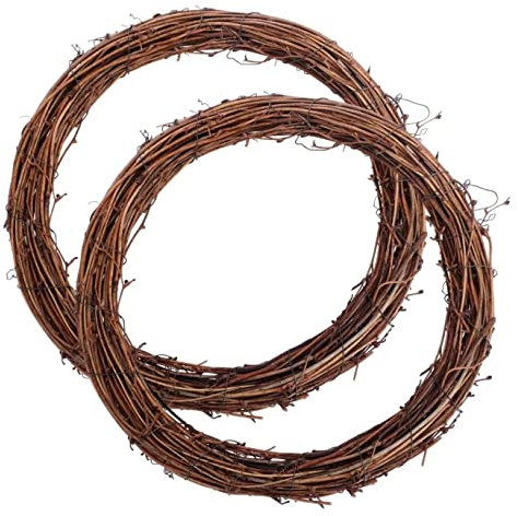 2 PCS Large Natural Grapevine Wreathes Vine Branch Wreath Christmas Rattan Wreath Hand-woven Rings Rattan Wreaths for DIY Wreath Xmas Halloween Easter Wall Hanging or Wedding Decors (25CM)