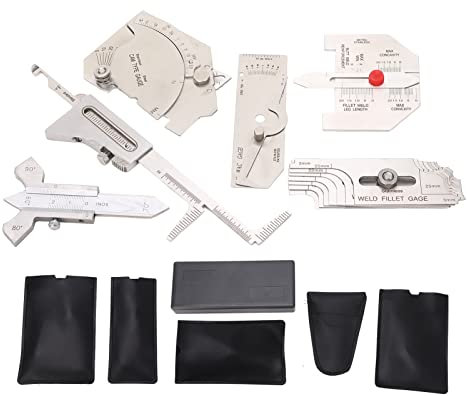 6Pcs Juego de Galgas Soldadura, Calibradores de Soldadura de Filete Herramienta de Medición de Ángulo