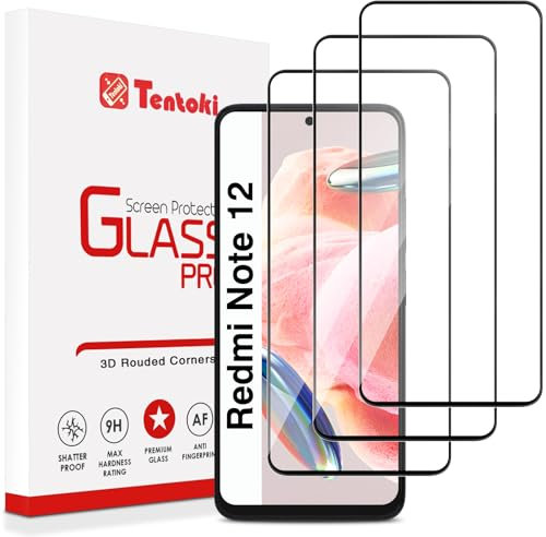 Tentoki Verre Trempé pour Xiaomi Redmi Note 12 5G/ 4G et POCO X5 5G [lot de 3] vitre Protection écran -Couverture complète -[0.33mm] [Anti Rayures, Dureté 9H] Ultra Transparent-Noir
