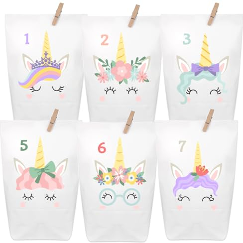 Einhorn Adventskalender zum Befüllen - 24 wunderschöne bedruckte Tüten, kein stundenlanges Basteln nötig! Weihnachten & Advent (Einhorn 1)