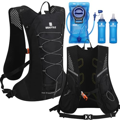 BBAIYULE Hydration Backpack, Cycling backpack,Large Running Vest Backpack Water Backpack with 2L Bladder for Men Women,Hydration Vest forHiking Biking Climbing (Backpack+ 1pcs Bladder+2pcs Bottle)