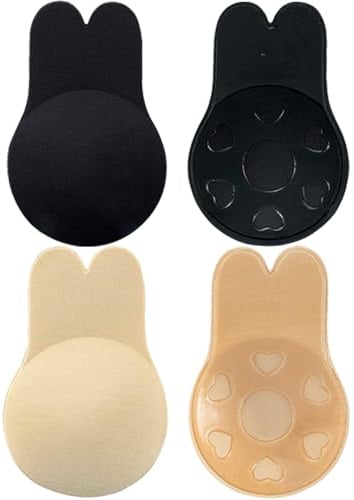 Ambesty Reggiseno Adesivo, 2 Paia Reggiseno Push Up Invisibile in Silicone, Reggiseno Adesivo Lavabile Riutilizzabile Appiccicoso per Le Donne (C-D)