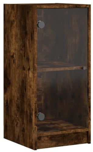 vidaXL Beistellschrank mit Glastüren, Sideboard mit Stauraum, Kommode für Wohnzimmer, Vitrine Anrichte, Modern, Räuchereiche Holzwerkstoff