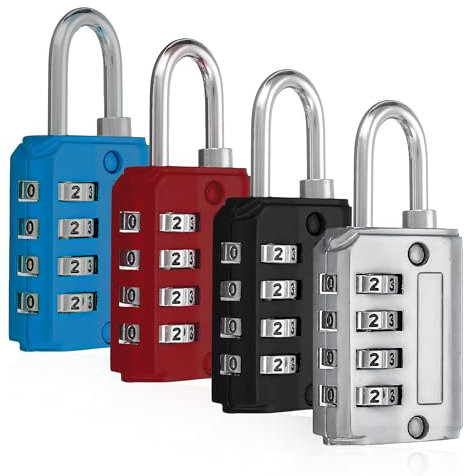 ARTALEJ Pack de 4 UNIDADES | Candado Combinación de 4 Dígitos | Candado Taquilla y Maleta de Viaje | Seguridad y Durabilidad Premium (4)