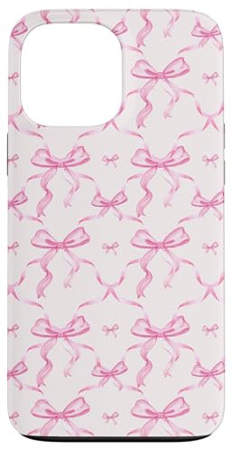 iPhone 13 Pro Max Aesthetic Pink Ribbons and Bows in Watercolor Case