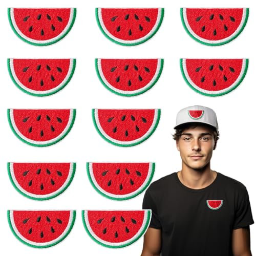 12 x Wassermelonen-Aufnäher zum Aufbügeln, bestickte Applikation für Jacken, Hüte, Rucksäcke, Jeans