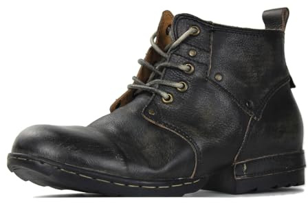 COWSDELLA Herren Gripy Schwarz Eisen Stück Toe-tipped Design Chukka Stiefel Schnürung Motorrad Casual Leder Kleid Stiefelette für Männer Mode 6015-3-A-R
