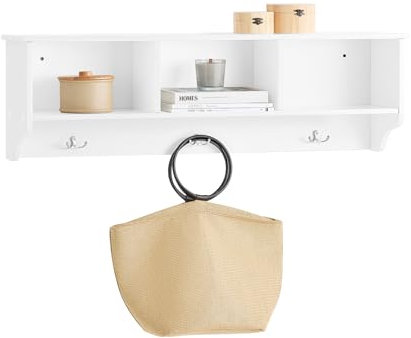 SoBuy Wandgarderobe Flurgarderobe Kleiderhaken Hängeregal mit 3 Haken Garderobe weiß BHT ca. 100x30x20cm FHK35-W