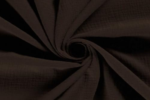 50x130cm Musselin Stoff uni Oeko-Tex zertifiziert Meterware Mulltuch Baumwolle, Farbe:kaffeebraun