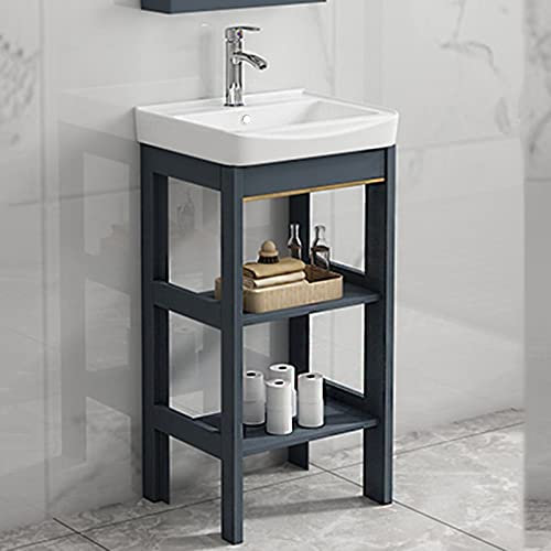 Lavandino da Bagno Console in Ceramica Lavelli per Lavanderia su piedistallo Lavelli per lavabo da appoggio Lavabo in Porcellana Rettangolare con Gambe in Metallo in Acciaio Inossidabile Supporto per