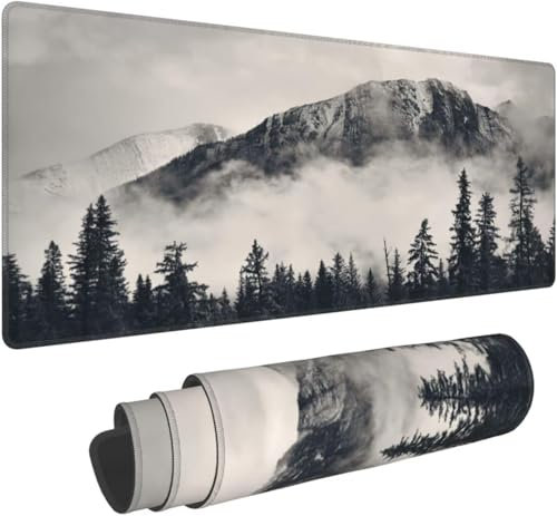 Gaming Tapis de Souris Mouse Pad Large Paysage Noir Blanc Mouse Mat Pad de Bureau Surface Lisse et Haute précision et Vitesse pour Gamer Ordinateur PC 600x400x2mm