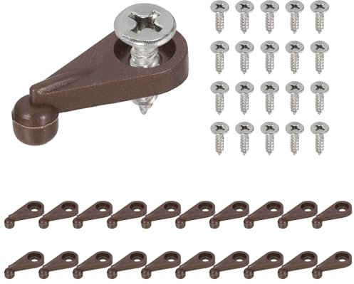 sourcing map 26Sets Glass Retainer Clips Kit with Screw, 25mm Plastic Cabinet Door Panel Clips Mirror Holder Clips for Fixing 4mm Thick Glass, Brown