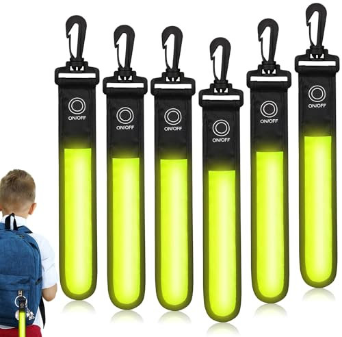 6 Stück LED Blinklicht Schulranzen: LED Blinklicht Reflektierende Anhänger mit 3 Modi, Wasserdicht Kinder Reflektoren Blinklicht Schulranzen, Reflektierende Lichtband für Rucksack, Wandern, Laufen