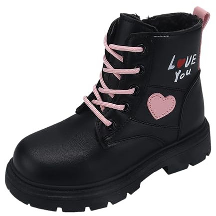 Stivali Caldi Foderati in Pelliccia Sintetica per Ragazzi E Ragazze Scarpe Bambina Invernali Stivaletto Bimba Stivaletti con Pelo Bambina Scarpe Calde Bambino Stivali Neri (Black, 30 Little Child)