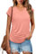WIHOLL T Shirts for Women V Neck Summer Tops Ladies Cap Sleeve Basic Tshirts Hide Belly Loose Fit Casual Tees Pink Size 14-16