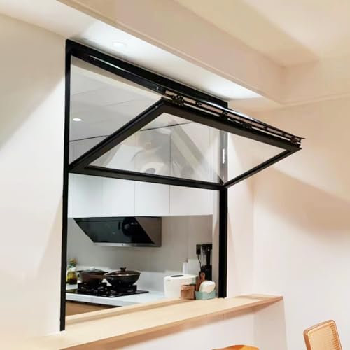 Ventanas Aluminio Ventanas Corredizas Plegables con Vidrio Reforzado y Cerraduras, Ventanas de Aluminio Personalizables para Casas Móviles, Ventana de Guillotina Doble para Cafetería y Floristería(Bla
