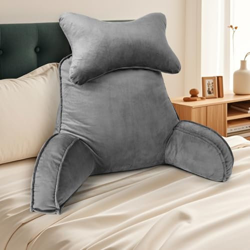 AOOWU Oreiller De Lecture, Oreiller De Lecture Coussin Support Lombaire Avec Accoudoirs, Coussin D'Assise Pour Adulte Et Enfant Pour La Lecture/La Télévision Pour Le Canapé,Se Détendre, Les Jeux Vidéo