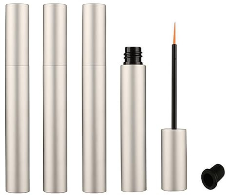 4Pcs 5ml Empty Aluminum Eyeliner Tubes Refillable Eyelash Growth Liquid Bottle Plastic Eyeliner Vials Tube with Brush Eyelash Serum Bottle for DIY Eyelash Growth Oil
