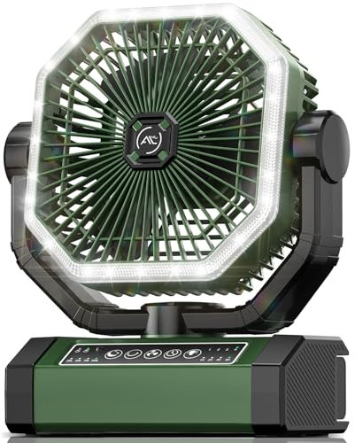 Allsion Portable Fan 24000mAh Battery Powered with Remote & LED, 4 Speed Strong Airflow, Desk/Camping/Outdoor/Gym Fan for Office Travel Treadmill Camping Gear
