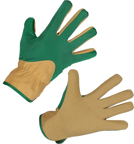 Kerbl works 1 Paar Gardener Handschuh, Gartenhandschuh, Arbeitshandschuh, unisex, braun/grün, 7/S, Garten, Haus, Mikrofaser, wasserabweisend