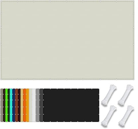 Voile d'ombrage Jardin 4 x 9 m Polyester Anti-Déchirure Filet de Protection UV Cordes de Fixation Incluses pour Jardin, Terrasse, Camping, Balcon, Blanc cassé