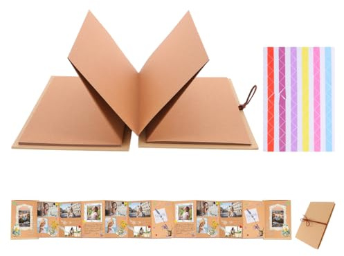 ULTECHNOVO Akkordeon Fotoalbum Zum Selbstgestalten 15X21 Cm 36 Seiten Vintage Kraftpapier Diy Scrapbook Für Hochzeit Geburtstag Jahrestag Valentinstag