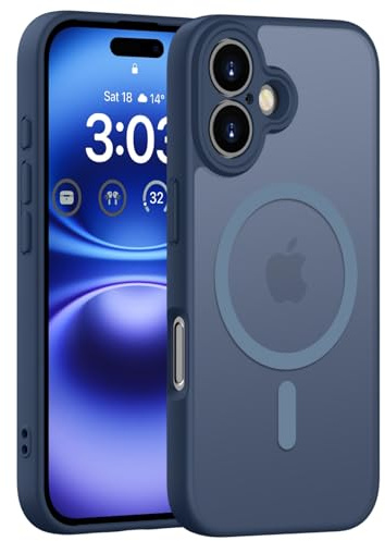ORDA für iPhone 16 Hülle, Kompatibel mit MagSafe, Dunkel Blau | Vollständiger Kameraschutz, Stoßfest Kratzfest Haltbarkeit, Transluzente Rückseite, Matt Magnetische Handyhülle
