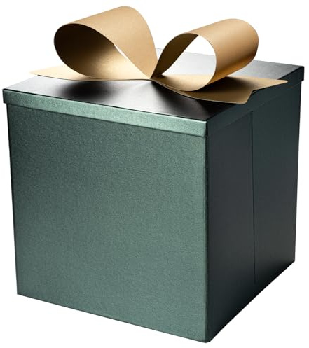 BIOBROWN Mittlere Geschenkboxen mit Deckeln, 23x23x23 cm Grüne Klappbox für Weihnachten, Valentinstag, Geburtstag, Hochzeit, Babyparty & Alle Feste