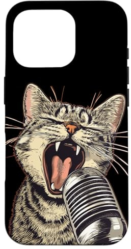 Costume de Chat Chantant avec Micro karaoké Coque pour iPhone 16 Pro