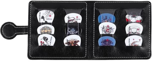 Alasum Pu Leder Ukulelen Plektrum Etui mit 12 Stück Plektren Leichte und Modische Brieftaschen Design Gitarrenplektrumhalter für Bequeme Aufbewahrung zu Hause oder Unterwegs