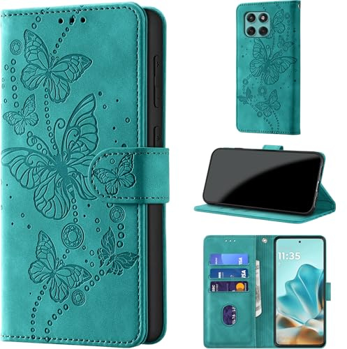 CaseGla Funda para Motorola Edge 60 Fusion/Edge 60, Turquesa | Bloqueo RFID, Cierre Magnético, Cartera de Cuero PU, Soporte Plegable, Ranura para Tarjetas Billetera, Antigolpes Libro