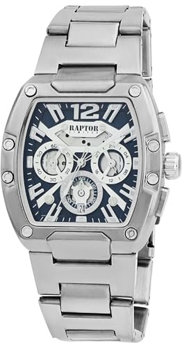 Raptor Damen Armbanduhr Analog in Silber, Gesamtlänge 23.5 cm, Edelstahlarmband – 5 ATM