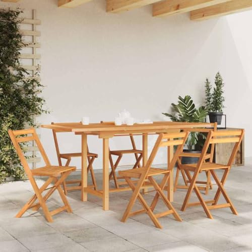 MBDRKVGF Extendable Garden Dining Table, Solid Teak Wood Rectangular Outdoor Patio Table for 6, Adjustable Length 43.3 to 63 Inch, Brown Oiled Finish