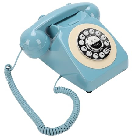 Garsent Teléfono Bluetooth Retro, Teléfono Fijo Bluetooth, Inalámbrico Antiguo de Estilo Vintage con Batería Recargable USB, Llamadas Manos Libres y Reproducción de música. (Blue)