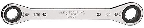 KLEIN TOOLS 68205 Ratschenschlüssel 11/16 Zoll x 3/4 Zoll mit umgekehrter Ratsche und verchromter Oberfläche